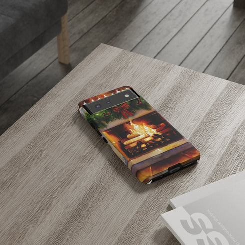 Candles on the Hearth Decorated for Christmas - Impact Resistant Phone Case